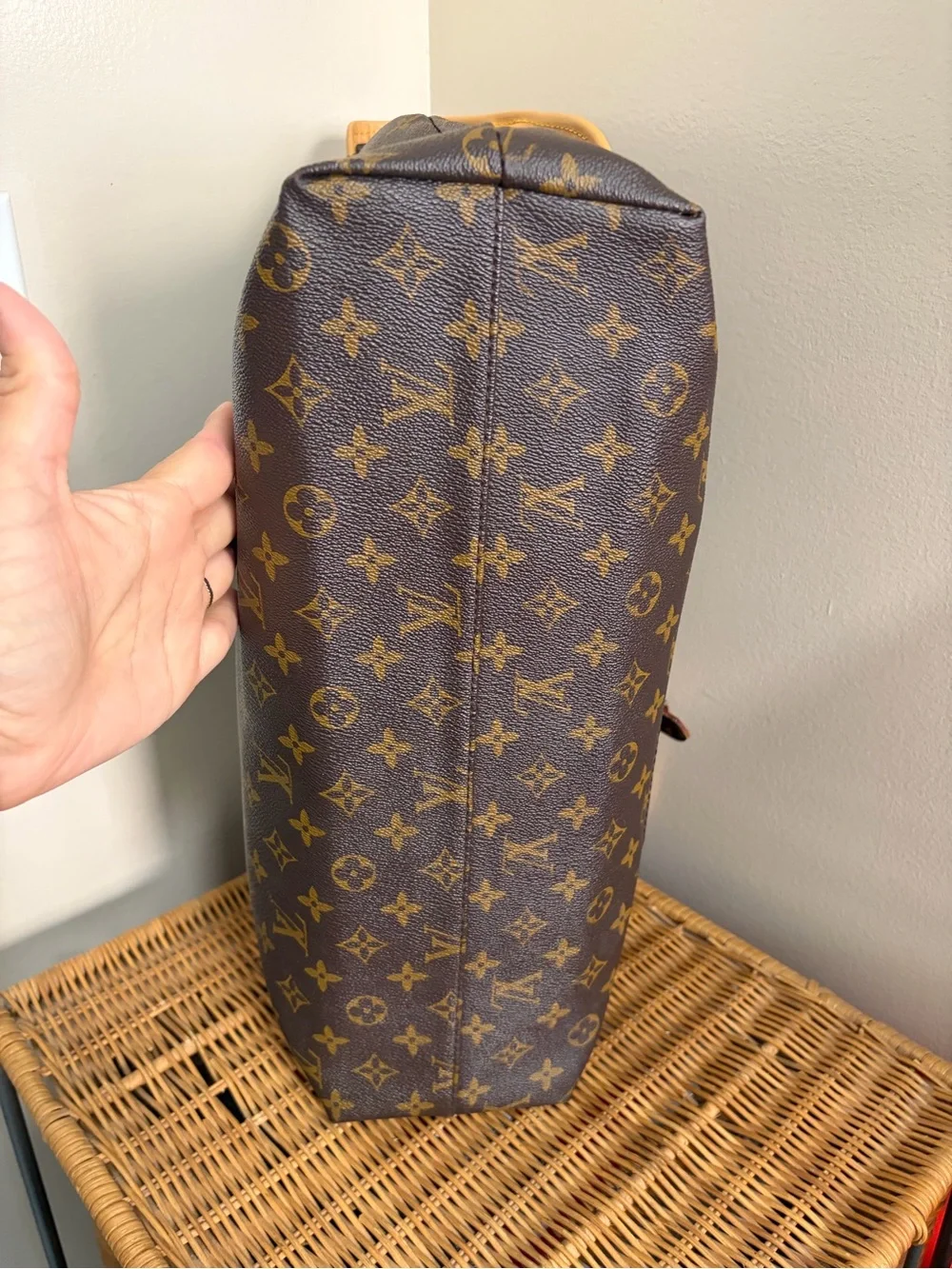 Louis Vuitton Brown Monogram Canvas Briefcase with Tan Leather Trim